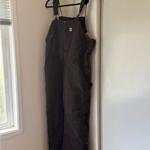 Carhartt Women's Weathered Duck Wildwood Bib Overalls - Brown-NWT
